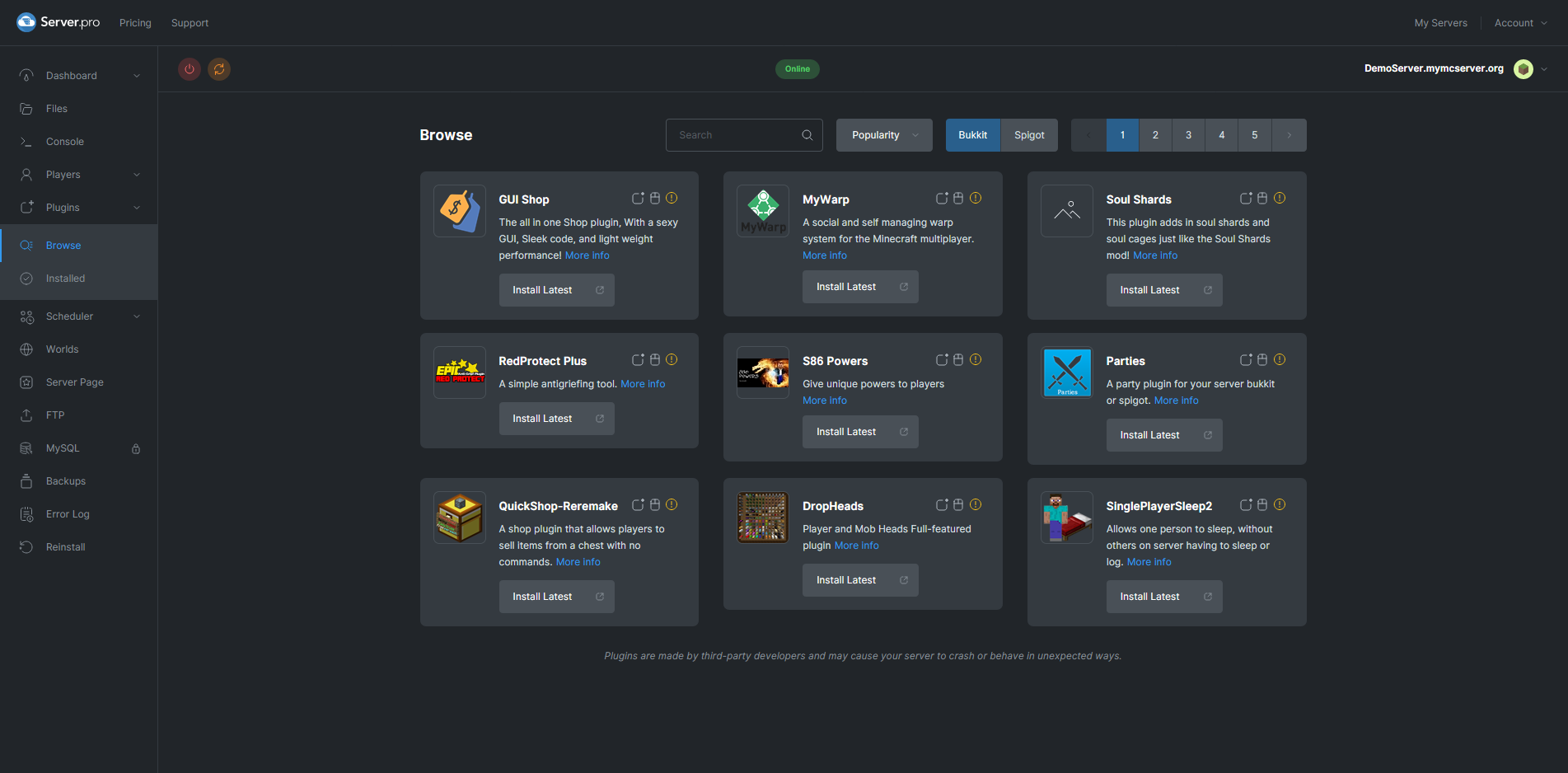 Server.pro em ação